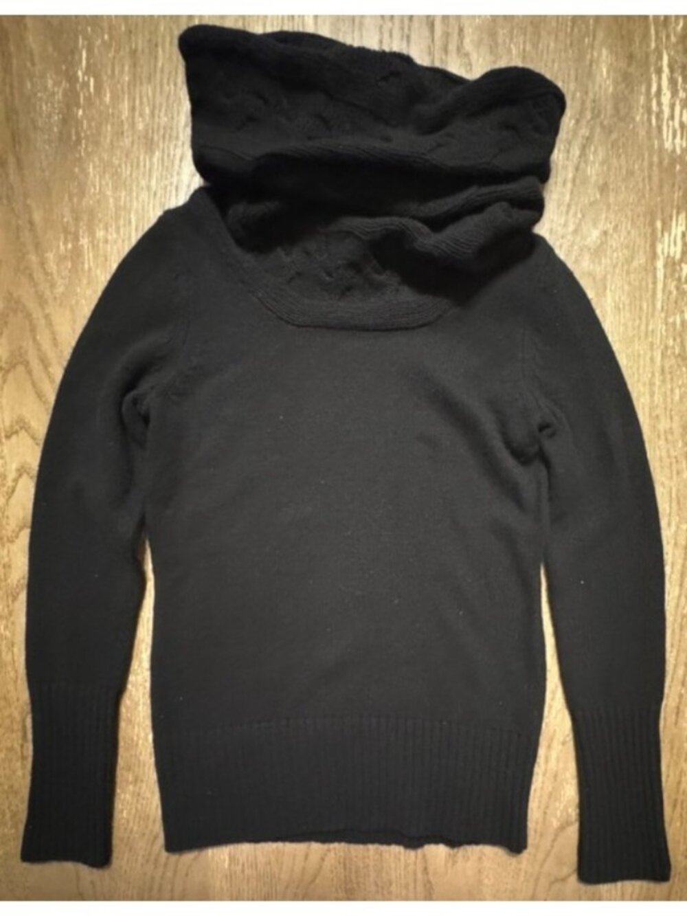 Banana Republic Women Wool Cashmere Turtleneck Cable Neck Black Sweater XS